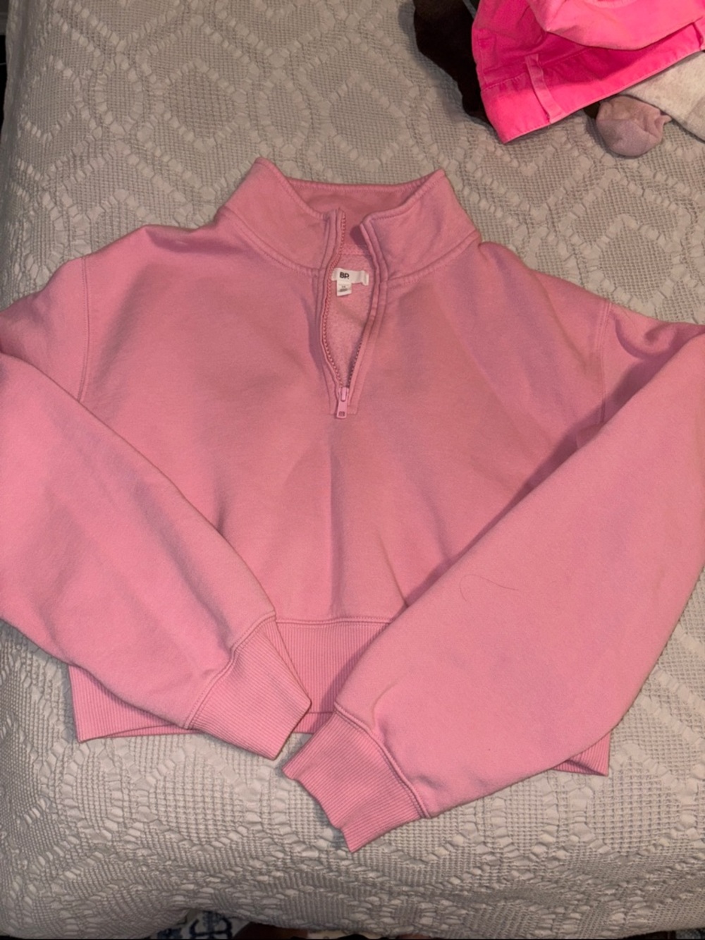 Nordstrom Pink Cropped Half-Zip Pullover Sweatshirt